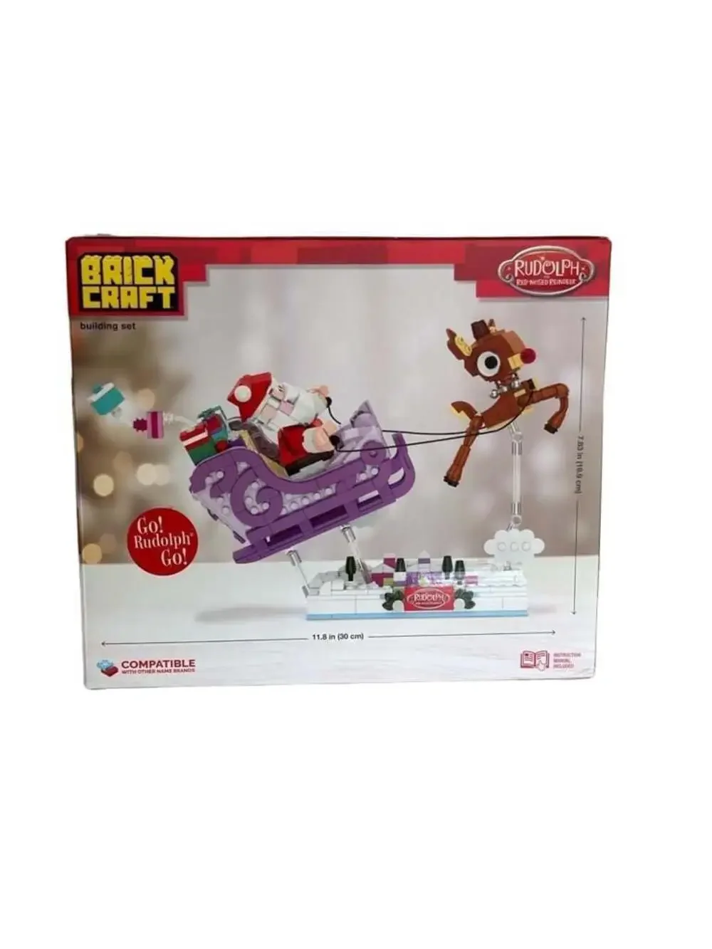 Brickcraft Rudolph the Red-Nosed Reindeer Santa's Sleigh 586pcs Building Set